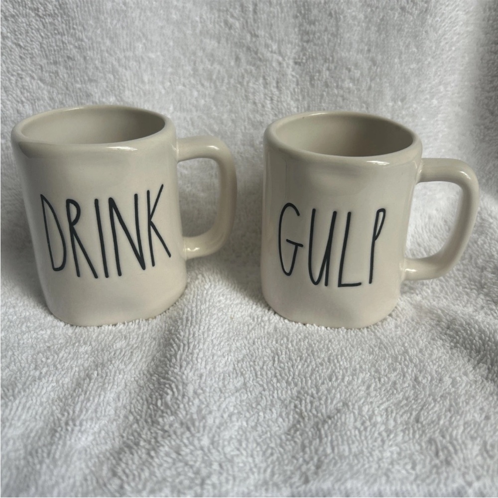 Rae Dunn Cream Mugs - Drink & Gulp Set
